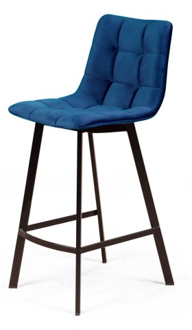 Полубарный стул CHILLI-QB SQUARE синий #29, велюр / черный каркас (H=66cm) М-City