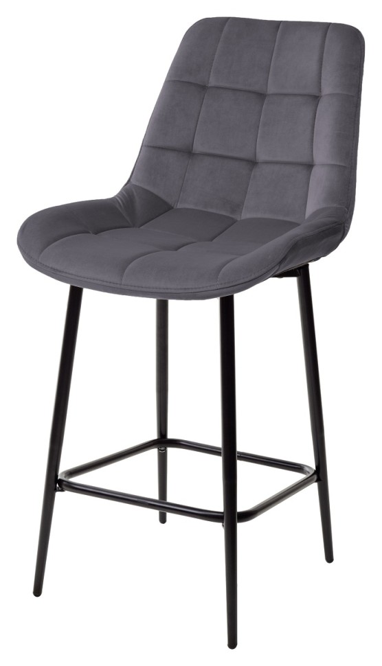 Полубарный стул ХОФМАН, цвет серый #H14, велюр / черный каркас H=63cm М-City